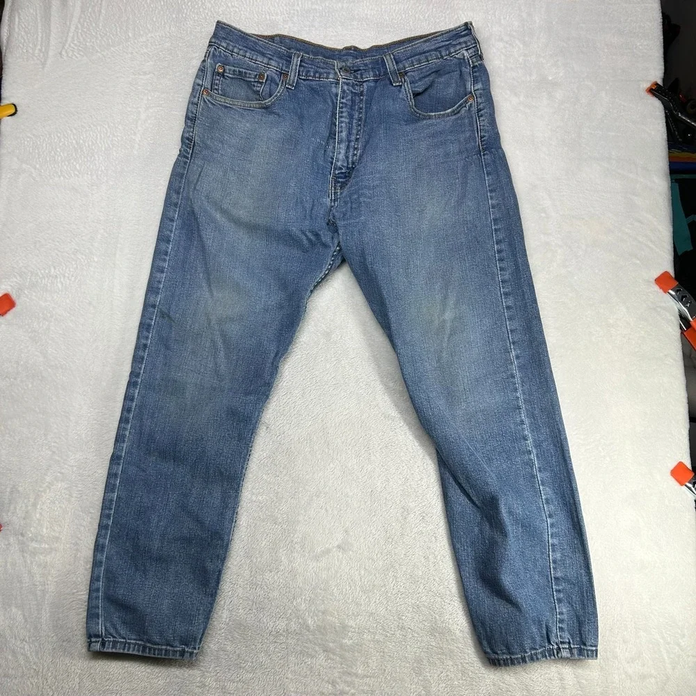 Levi's 512 Tapered Jeans Men's Blue Denim Slim Fit Stretch Zip Fly Y2K - 34X28.5